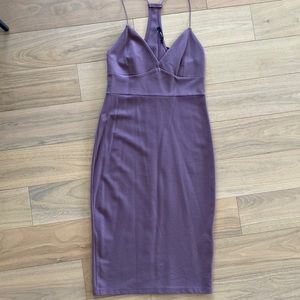 Purple body con midi dress